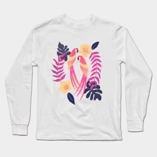 Tropical sunset parrots Long Sleeve T-Shirt